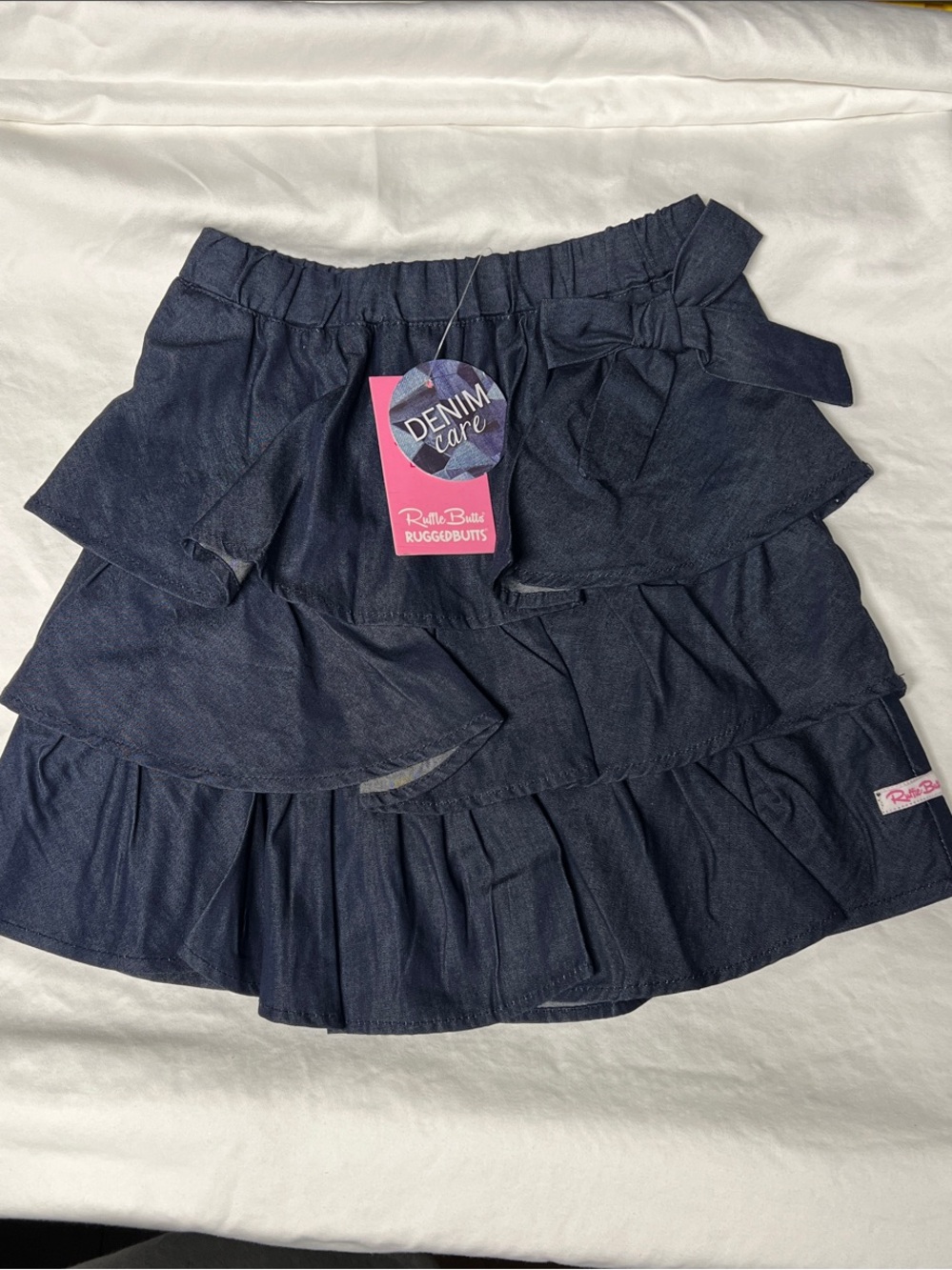 Ruffle Butts Dark Blue Denim Ruffled Skirt